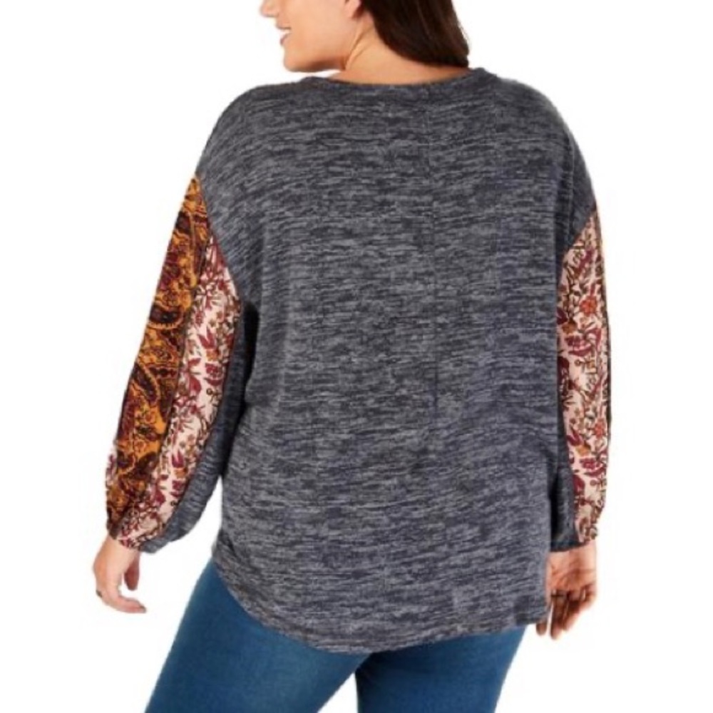 Style & Co Crewneck sheer sleeve Sweater - Picture 2 of 6